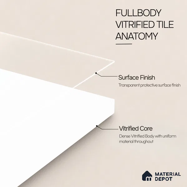 Plain Wall & Floor Tile TL 11643 Alba Veil | 2 ft x 2 ft Matte Finish Full Body Vitrified Tile - 9 mm | Suitable For Bathroom, Balcony, Courtyard