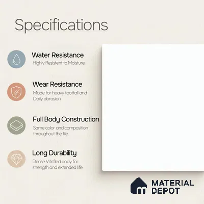 Plain Wall & Floor Tile TL 11643 Alba Veil | 2 ft x 2 ft Matte Finish Full Body Vitrified Tile - 9 mm | Suitable For Bathroom, Balcony, Courtyard