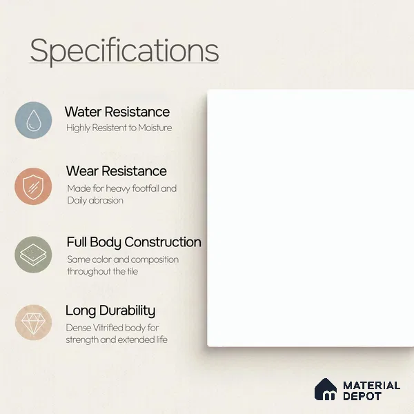 Plain Wall & Floor Tile TL 11643 Alba Veil | 2 ft x 2 ft Matte Finish Full Body Vitrified Tile - 9 mm | Suitable For Bathroom, Balcony, Courtyard