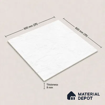 Plain Wall & Floor Tile TL 11643 B Frosted Plaster | 2 ft x 2 ft Punch Matte Finish Full Body Vitrified Tile - 9 mm | Suitable For Bathroom, Balcony, Courtyard