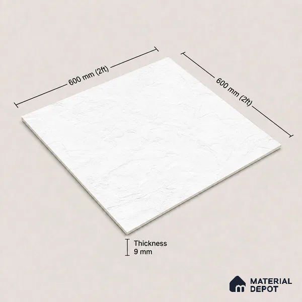 Plain Wall & Floor Tile TL 11643 B Frosted Plaster | 2 ft x 2 ft Punch Matte Finish Full Body Vitrified Tile - 9 mm | Suitable For Bathroom, Balcony, Courtyard