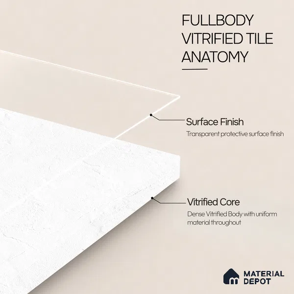 Plain Wall & Floor Tile TL 11643 B Frosted Plaster | 2 ft x 2 ft Punch Matte Finish Full Body Vitrified Tile - 9 mm | Suitable For Bathroom, Balcony, Courtyard