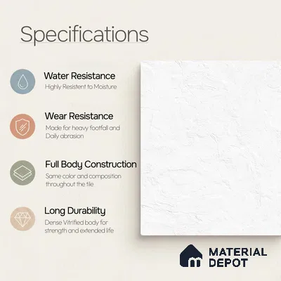 Plain Wall & Floor Tile TL 11643 B Frosted Plaster | 2 ft x 2 ft Punch Matte Finish Full Body Vitrified Tile - 9 mm | Suitable For Bathroom, Balcony, Courtyard