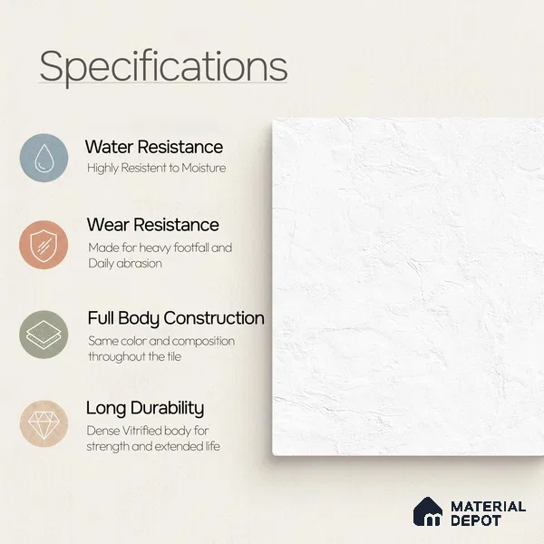Plain Wall & Floor Tile TL 11643 B Frosted Plaster | 2 ft x 2 ft Punch Matte Finish Full Body Vitrified Tile - 9 mm | Suitable For Bathroom, Balcony, Courtyard