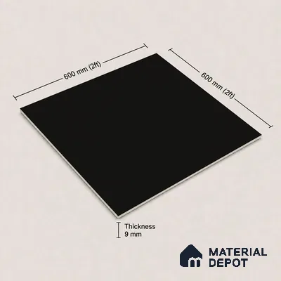 Plain Wall & Floor Tile TL 11644 Obsidian Shadow | 2 ft x 2 ft Matte Finish Full Body Vitrified Tile - 9 mm | Suitable For Bathroom, Balcony, Courtyard
