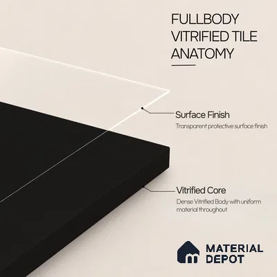 Plain Wall & Floor Tile TL 11644 Obsidian Shadow | 2 ft x 2 ft Matte Finish Full Body Vitrified Tile - 9 mm | Suitable For Bathroom, Balcony, Courtyard