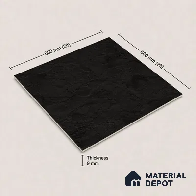 Plain Wall & Floor Tile TL 11644 B Obsidian Ridge | 2 ft x 2 ft Punch Matte Finish Full Body Vitrified Tile - 9 mm | Suitable For Bathroom, Balcony, Courtyard