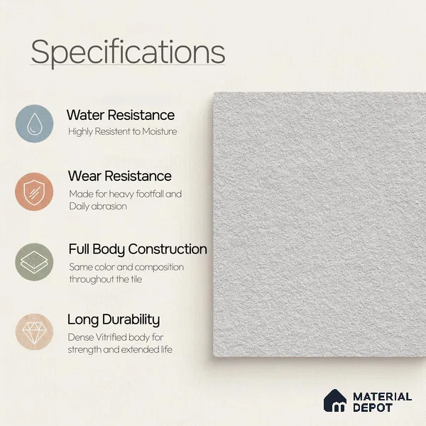 Terrazzo Salt & Paper Tile TL 11645 B Frosted Mesa | 2 ft x 2 ft Punch Matte Finish Full Body Vitrified Wall & Floor Tile - 9 mm | Suitable For Bathroom, Balcony, Courtyard