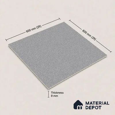 Terrazzo Salt & Paper Tile TL 11646 Silver Drift | 2 ft x 2 ft Matte Finish Full Body Vitrified Wall & Floor Tile - 9 mm | Suitable For Bathroom, Balcony, Courtyard
