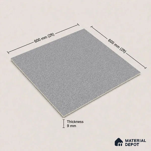 Terrazzo Salt & Paper Tile TL 11646 Silver Drift | 2 ft x 2 ft Matte Finish Full Body Vitrified Wall & Floor Tile - 9 mm | Suitable For Bathroom, Balcony, Courtyard