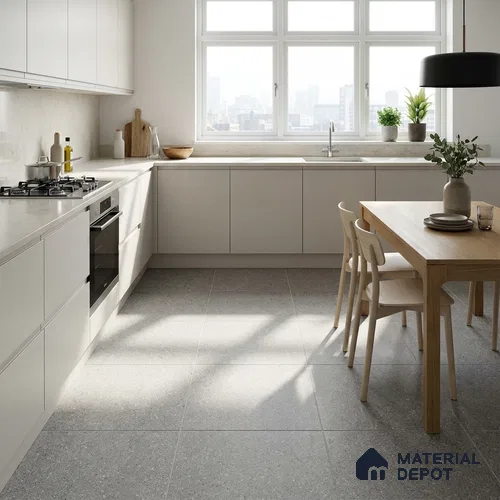 Terrazzo Salt & Paper Tile TL 11646 Silver Drift | 2 ft x 2 ft Matte Finish Full Body Vitrified Wall & Floor Tile - 9 mm | Suitable For Bathroom, Balcony, Courtyard