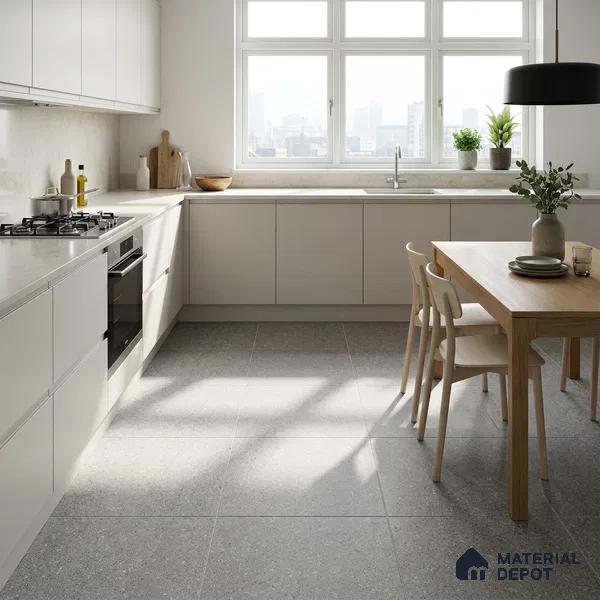 Terrazzo Salt & Paper Tile TL 11646 Silver Drift | 2 ft x 2 ft Matte Finish Full Body Vitrified Wall & Floor Tile - 9 mm | Suitable For Bathroom, Balcony, Courtyard