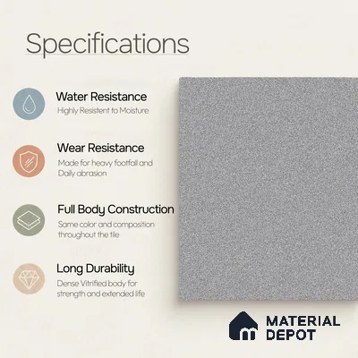 Terrazzo Salt & Paper Tile TL 11646 Silver Drift | 2 ft x 2 ft Matte Finish Full Body Vitrified Wall & Floor Tile - 9 mm | Suitable For Bathroom, Balcony, Courtyard
