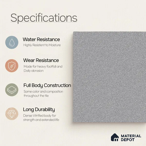 Terrazzo Salt & Paper Tile TL 11646 Silver Drift | 2 ft x 2 ft Matte Finish Full Body Vitrified Wall & Floor Tile - 9 mm | Suitable For Bathroom, Balcony, Courtyard