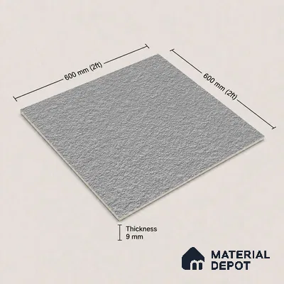 Terrazzo Salt & Paper Tile TL 11646 B Silver Mesa | 2 ft x 2 ft Punch Matte Finish Full Body Vitrified Wall & Floor Tile - 9 mm | Suitable For Bathroom, Balcony, Courtyard