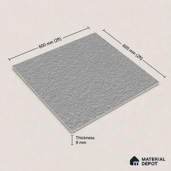 Terrazzo Salt & Paper Tile TL 11646 B Silver Mesa | 2 ft x 2 ft Punch Matte Finish Full Body Vitrified Wall & Floor Tile - 9 mm | Suitable For Bathroom, Balcony, Courtyard