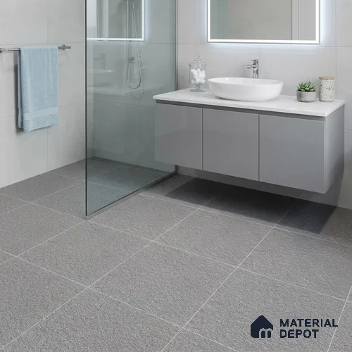 Terrazzo Salt & Paper Tile TL 11646 B Silver Mesa | 2 ft x 2 ft Punch Matte Finish Full Body Vitrified Wall & Floor Tile - 9 mm | Suitable For Bathroom, Balcony, Courtyard