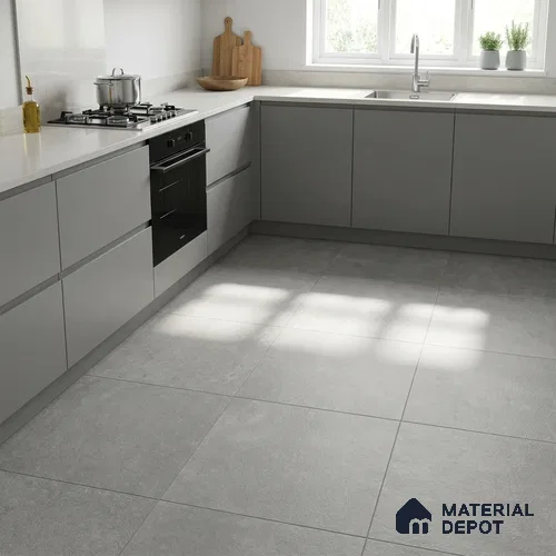 Terrazzo Salt & Paper Tile TL 11646 B Silver Mesa | 2 ft x 2 ft Punch Matte Finish Full Body Vitrified Wall & Floor Tile - 9 mm | Suitable For Bathroom, Balcony, Courtyard