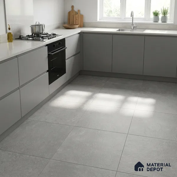Terrazzo Salt & Paper Tile TL 11646 B Silver Mesa | 2 ft x 2 ft Punch Matte Finish Full Body Vitrified Wall & Floor Tile - 9 mm | Suitable For Bathroom, Balcony, Courtyard
