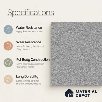 Terrazzo Salt & Paper Tile TL 11646 B Silver Mesa | 2 ft x 2 ft Punch Matte Finish Full Body Vitrified Wall & Floor Tile - 9 mm | Suitable For Bathroom, Balcony, Courtyard