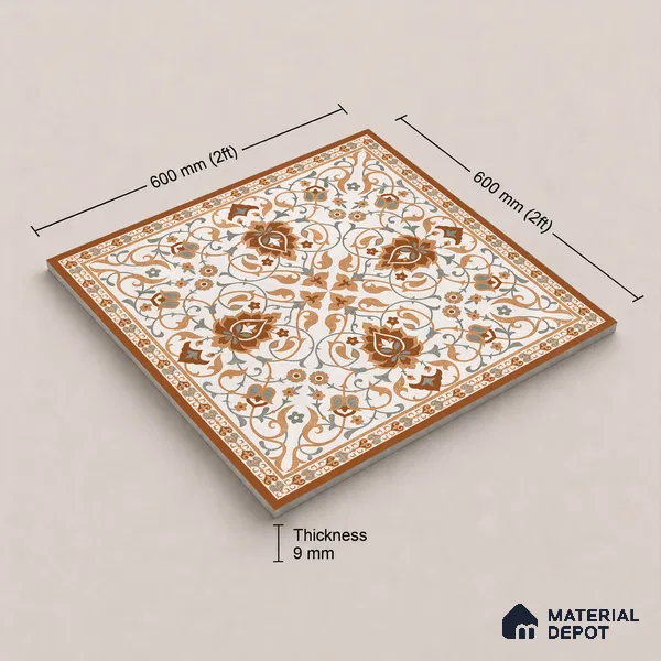 Stone Tile TL 11655 | 2 ft x 2 ft Carving Matte Finish Vitrified Tile - 9 mm