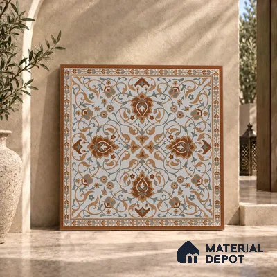 Moroccan Wall & Floor Tile TL 11655 | 2 ft x 2 ft Carving Matte Finish Vitrified Tile - 9 mm | Suitable For Kitchen, Bathroom, Dining Area | Please Expect a Slight Variation of Pattern