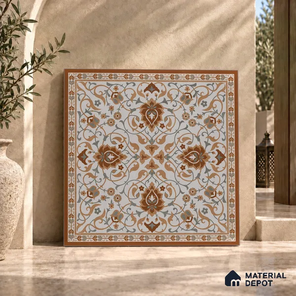 Moroccan Wall & Floor Tile TL 11655 | 2 ft x 2 ft Carving Matte Finish Vitrified Tile - 9 mm | Suitable For Kitchen, Bathroom, Dining Area | Please Expect a Slight Variation of Pattern