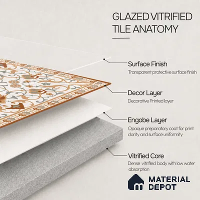 Stone Tile TL 11655 | 2 ft x 2 ft Carving Matte Finish Vitrified Tile - 9 mm