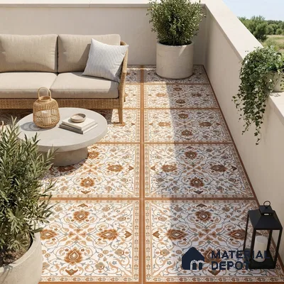 Moroccan Wall & Floor Tile TL 11655 | 2 ft x 2 ft Carving Matte Finish Vitrified Tile - 9 mm | Suitable For Kitchen, Bathroom, Dining Area | Please Expect a Slight Variation of Pattern