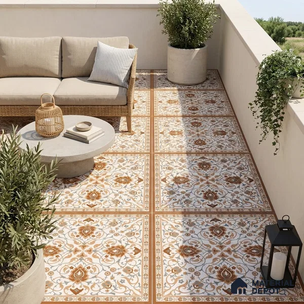 Moroccan Wall & Floor Tile TL 11655 | 2 ft x 2 ft Carving Matte Finish Vitrified Tile - 9 mm | Suitable For Kitchen, Bathroom, Dining Area | Please Expect a Slight Variation of Pattern