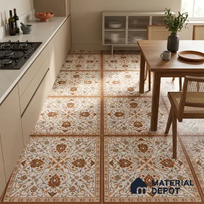 Moroccan Wall & Floor Tile TL 11655 | 2 ft x 2 ft Carving Matte Finish Vitrified Tile - 9 mm | Suitable For Kitchen, Bathroom, Dining Area | Please Expect a Slight Variation of Pattern