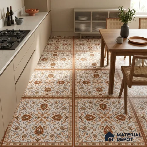 Moroccan Wall & Floor Tile TL 11655 | 2 ft x 2 ft Carving Matte Finish Vitrified Tile - 9 mm | Suitable For Kitchen, Bathroom, Dining Area | Please Expect a Slight Variation of Pattern