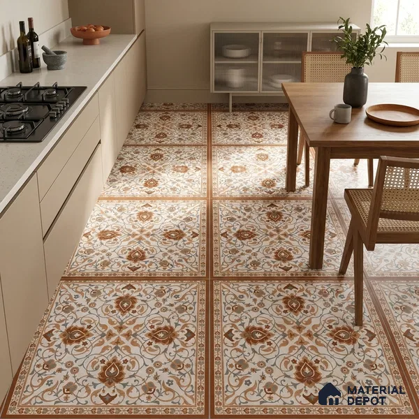 Moroccan Wall & Floor Tile TL 11655 | 2 ft x 2 ft Carving Matte Finish Vitrified Tile - 9 mm | Suitable For Kitchen, Bathroom, Dining Area | Please Expect a Slight Variation of Pattern