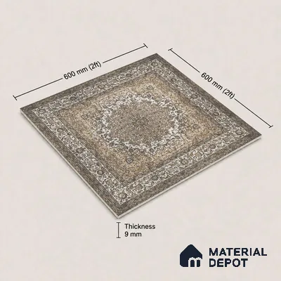 Carpet Wall & Floor Tile TL 11657 Persian Medallion | 2 ft x 2 ft Punch Matte Finish Vitrified Tile - 9 mm | Suitable For Living Room, Bedroom, Kitchen