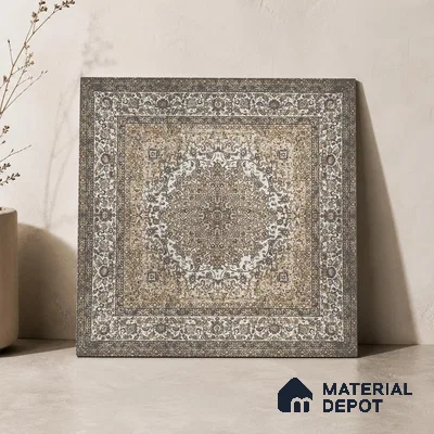 Carpet Wall & Floor Tile TL 11657 Persian Medallion | 2 ft x 2 ft Punch Matte Finish Vitrified Tile - 9 mm | Suitable For Living Room, Bedroom, Kitchen