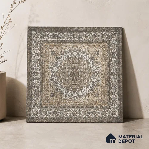 Carpet Wall & Floor Tile TL 11657 Persian Medallion | 2 ft x 2 ft Punch Matte Finish Vitrified Tile - 9 mm | Suitable For Living Room, Bedroom, Kitchen