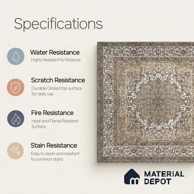 Carpet Wall & Floor Tile TL 11657 Persian Medallion | 2 ft x 2 ft Punch Matte Finish Vitrified Tile - 9 mm | Suitable For Living Room, Bedroom, Kitchen