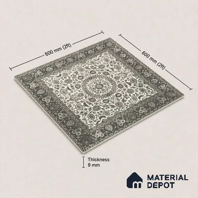 Carpet Wall & Floor Tile TL 11657 B Kashmir Medallion | 2 ft x 2 ft Punch Matte Finish Vitrified Tile - 9 mm | Suitable For Living Room, Bedroom, Kitchen