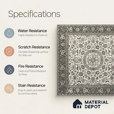 Carpet Wall & Floor Tile TL 11657 B Kashmir Medallion | 2 ft x 2 ft Punch Matte Finish Vitrified Tile - 9 mm | Suitable For Living Room, Bedroom, Kitchen