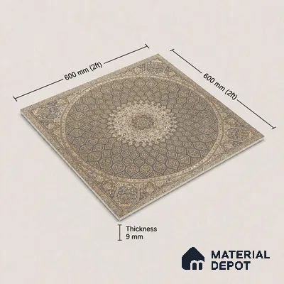 Carpet Wall & Floor Tile TL 11657 C Isfahan Medallion | 2 ft x 2 ft Punch Matte Finish Vitrified Tile - 9 mm | Suitable For Living Room, Bedroom, Kitchen
