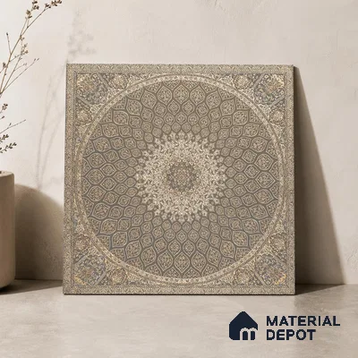 Carpet Wall & Floor Tile TL 11657 C Isfahan Medallion | 2 ft x 2 ft Punch Matte Finish Vitrified Tile - 9 mm | Suitable For Living Room, Bedroom, Kitchen