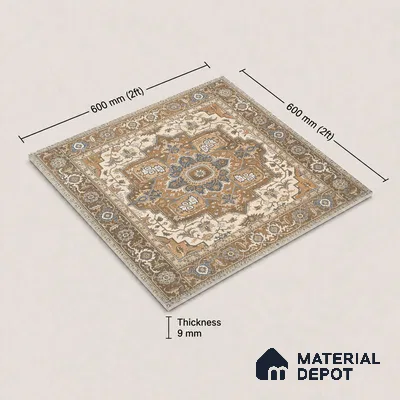 Carpet Wall & Floor Tile TL 11657 D Sultan Medallion | 2 ft x 2 ft Punch Matte Finish Vitrified Tile - 9 mm | Suitable For Living Room, Bedroom, Kitchen