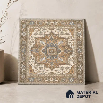 Carpet Wall & Floor Tile TL 11657 D Sultan Medallion | 2 ft x 2 ft Punch Matte Finish Vitrified Tile - 9 mm | Suitable For Living Room, Bedroom, Kitchen