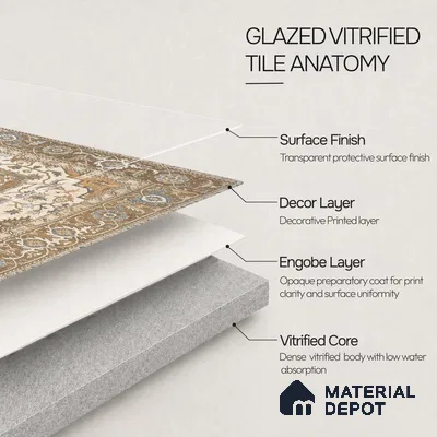 Carpet Wall & Floor Tile TL 11657 D Sultan Medallion | 2 ft x 2 ft Punch Matte Finish Vitrified Tile - 9 mm | Suitable For Living Room, Bedroom, Kitchen
