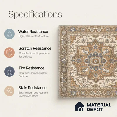 Carpet Wall & Floor Tile TL 11657 D Sultan Medallion | 2 ft x 2 ft Punch Matte Finish Vitrified Tile - 9 mm | Suitable For Living Room, Bedroom, Kitchen