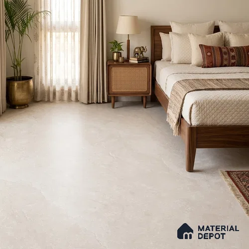 Large Format Marble Floor Tile TL 11660 6 ft x 4 ft Lisbon Silver Matte Finish Vitrified Tile - 9 mm | Suitable for Living Room, Bedroom, Office | Adhesive and Spacers Must be Used During Installation