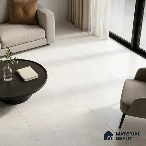 Large Format Marble Floor Tile TL 11660 6 ft x 4 ft Lisbon Silver Matte Finish Vitrified Tile - 9 mm | Suitable for Living Room, Bedroom, Office | Adhesive and Spacers Must be Used During Installation