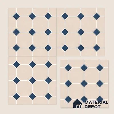 Moroccan Wall & Floor Tile TL 11661 C Navy Lattice 1 ft x 1 ft Ceramic Matte Finish Tile - 10 mm | Suitable For Kitchen, Bathroom, Balcony