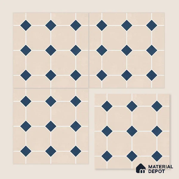 Moroccan Wall & Floor Tile TL 11661 C Navy Lattice 1 ft x 1 ft Ceramic Matte Finish Tile - 10 mm | Suitable For Kitchen, Bathroom, Balcony