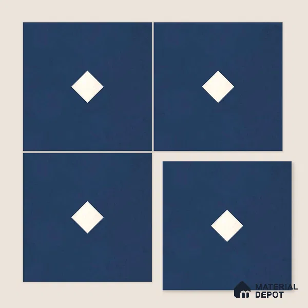 Moroccan Wall & Floor Decor Tile TL 11662 Navy Diamond 1 ft x 1 ft Ceramic Matte Finish Tile - 10 mm | Suitable For Kitchen, Bathroom, Balcony